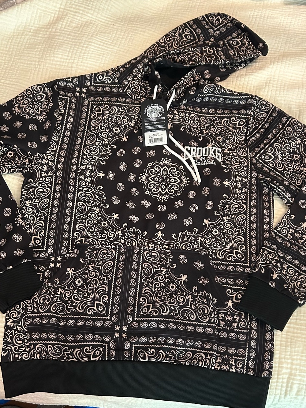 Crooks & Castles Black Bandana Print Zip-Up Hoodie